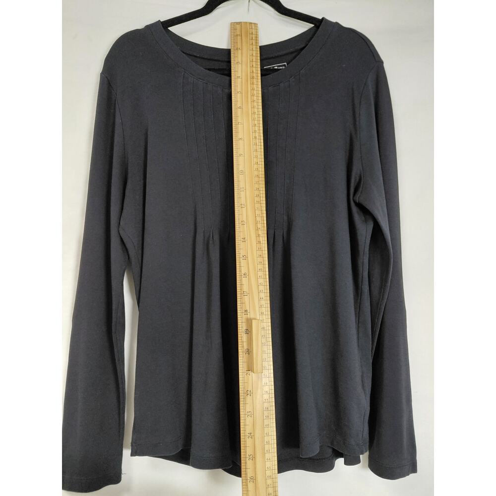 L.L.Bean Gray Henley Pleated Knit Lightweight Top Women Size L - Picture 7 of 8